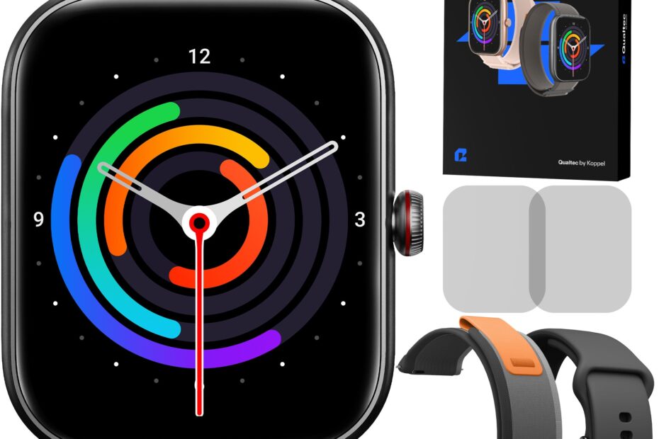 Ceas smartwatch, Qualtec by Koppel®, inteligent, fitness, sport, rezistent apa, functie smart numarat pasi, unisex, notificari, ecran 1.91", wireless, apelare Bluetooth 5.3, microfon HD, monitorizare somn, limba romana, 2 bratari incluse, OmniFit, negru Review și Păreri