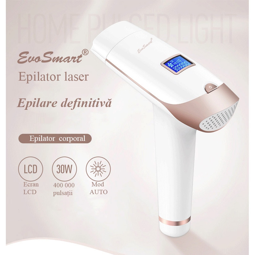 Epilator IPL EvoSmart™ RX, Pentru Epilare Definitiva Fara Durere, Tehnologie IPL, 5 Trepte De Intensitate, Pentru Femei Si Barbati, Senzor Piele SmartSkin, Mod Automat, Cu Afisaj, 400.000 de Pulsatii Review și Păreri