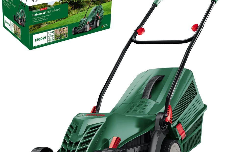 Masina de tuns gazon/iarba electrica Bosch UniversalRotak 34-405, latime taiere 34 cm, 5 trepte de taiere, inaltime taiere 25 - 70 mm, sac colector 40 L Review și Păreri