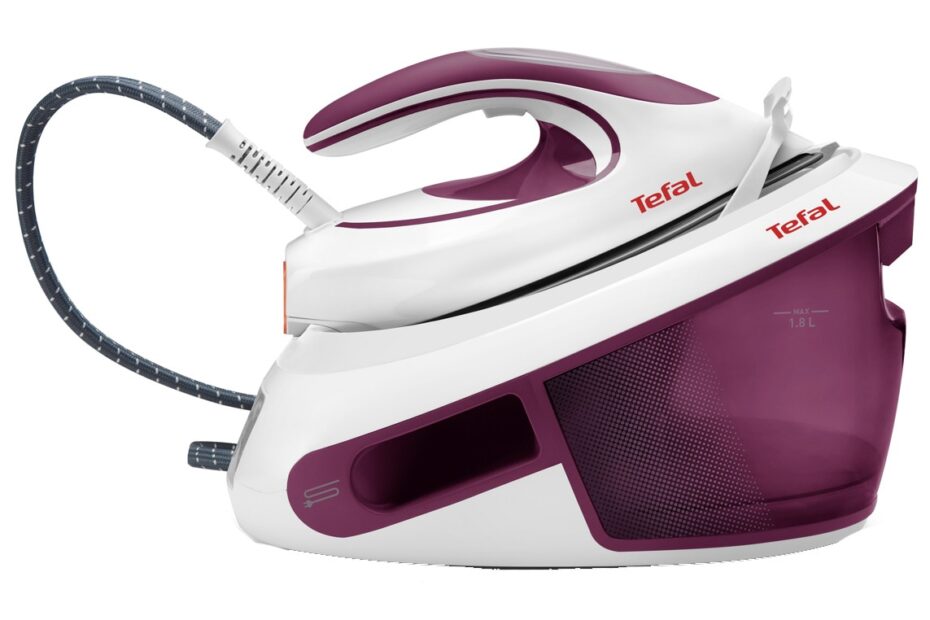 Statie de calcat Tefal Express Anti-Calc SV8054E0, 2800W, 6.5 bari, jet de abur 420 g/ min, abur variabil 0-120g/min, talpa Durilium AirGlide, rezervor de apa 1.8 L, oprire automata, alb/violet Review și Păreri